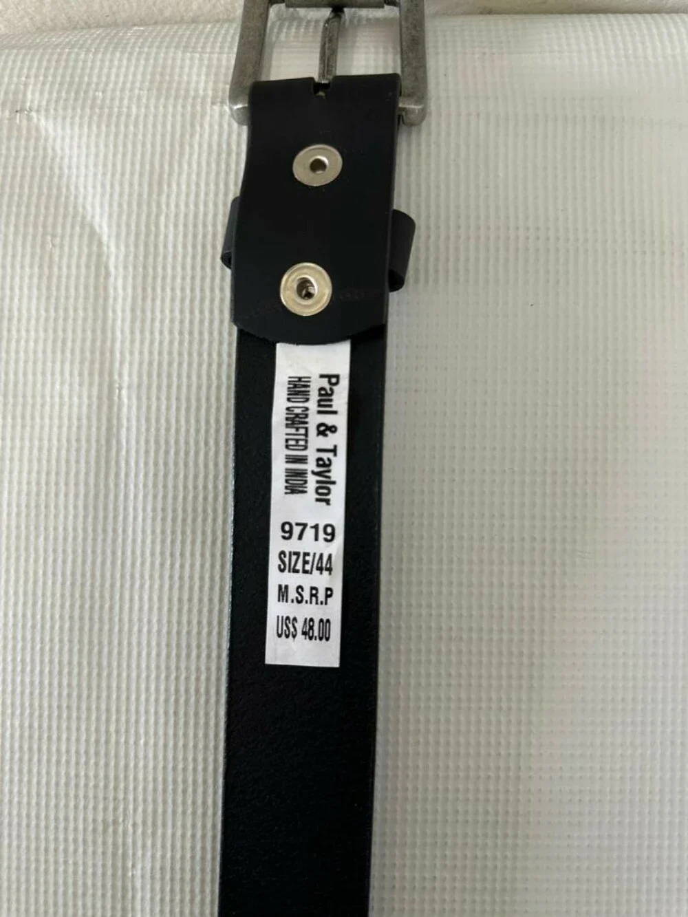 Paul Taylor Men's Black Leather Belt With Silver Tone Buckle
